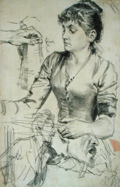 Studera för bidrag (penna med stump på papper) av Adolph Menzel