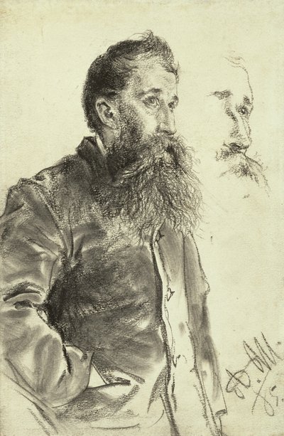 Studie av en man med skägg, handen i fickan, 1885 av Adolph Menzel