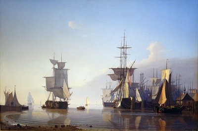 Flotta med segelfartyg av Adolph Friedrich Vollmer