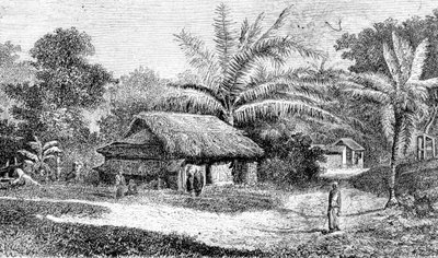 By i dalen av Colombo, Sri Lanka (gravyr) av Adolph Hermann & Robert (after) Schlagintweit
