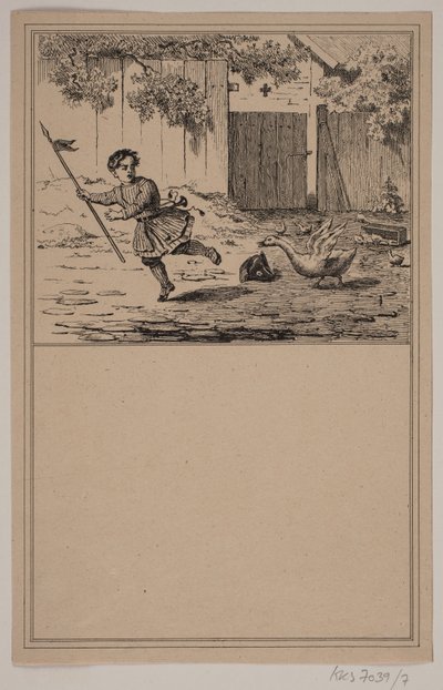Den modige hjälten. Nej. 6 i Chr. Winther och M. Rørbye, "25 bilder för små barn" av Johan Adolph Kittendorff