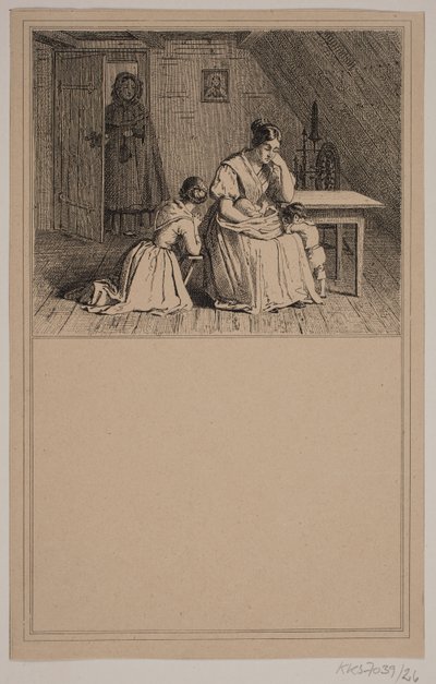En fattig familj. Nej. 25 i Chr. Winther och M. Rørbye, "25 bilder för små barn" av Johan Adolph Kittendorff