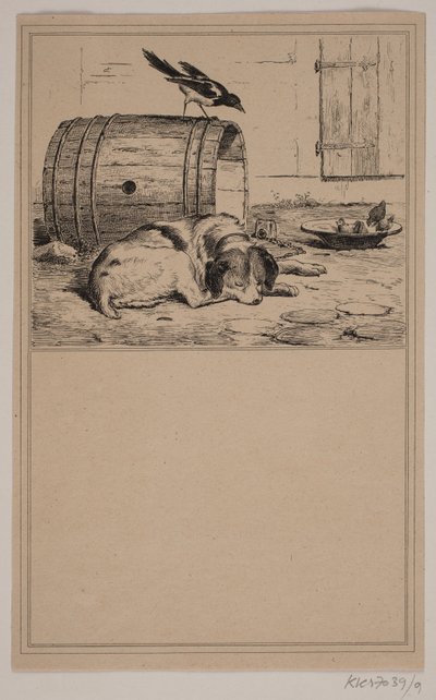 Hundens tråg. Nej. 8 i Chr. Winther och M. Rørbye, "25 bilder för små barn" av Johan Adolph Kittendorff