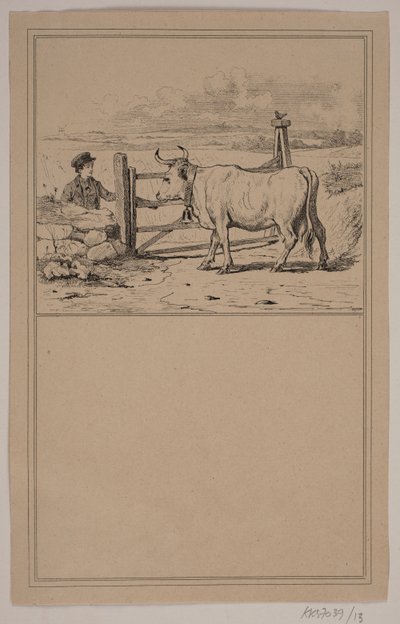 Kon och pojken. Nej. 12 i Chr. Winther och M. Rørbye, "25 bilder för små barn" av Johan Adolph Kittendorff