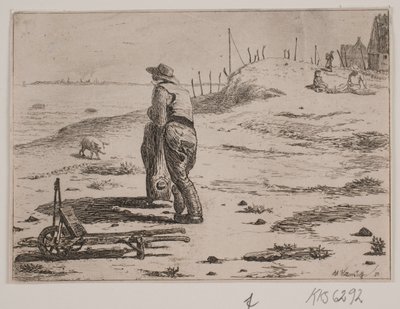 Kustsektion med stående fiskare av Johan Adolph Kittendorff
