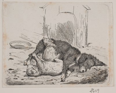 Koppel hund med valp av Johan Adolph Kittendorff