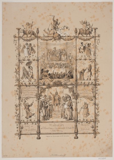 Jubileumsblad om konstnärskarnevalen den 3 mars 1854 av Johan Adolph Kittendorff