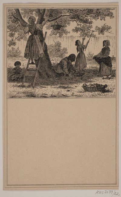 Under äppelträdet. Nej. 21 i Chr. Winther och M. Rørbye, "25 bilder för små barn" av Johan Adolph Kittendorff