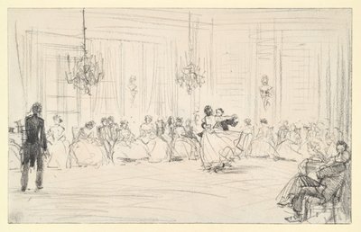 En bal och ett dansande par av Adolph Menzel