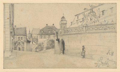 Bamberg. Domplatz mellan Domplatz 1 och Domkranz, sett mot söder av Adolph Menzel