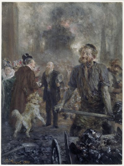 Besök på järnvalsverket (för att fira Eduard Arnholds 25-åriga delägarskap i kolföretaget Caesar Wollheim den 1 januari 1900) av Adolph Menzel