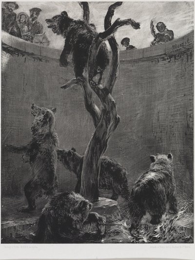 Björnburarna i Zoologiska trädgården av Adolph Menzel