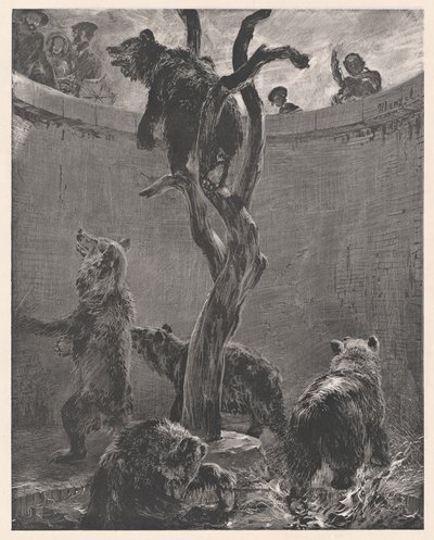Björnburarna i zoologiska trädgården (The Bear Pit in the Zoological Gardens) av Adolph Menzel