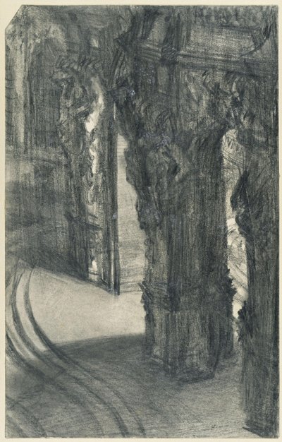 Wallpavillonens innergård i Zwinger i Dresden på natten av Adolph Menzel