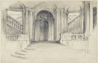 Trappanläggningen på gårdssidan av Wallpavillonen i Zwinger i Dresden av Adolph Menzel