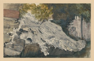 En raserad sluttning vid ett vattendrag av Adolph Menzel