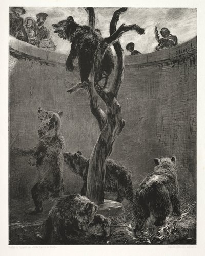 Essä om sten med borste och skrapa: Björngropen, 1851. av Adolph Menzel