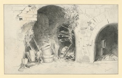 Tunnor och brädor under valvbågarna vid Jungfernbastei i Dresden av Adolph Menzel