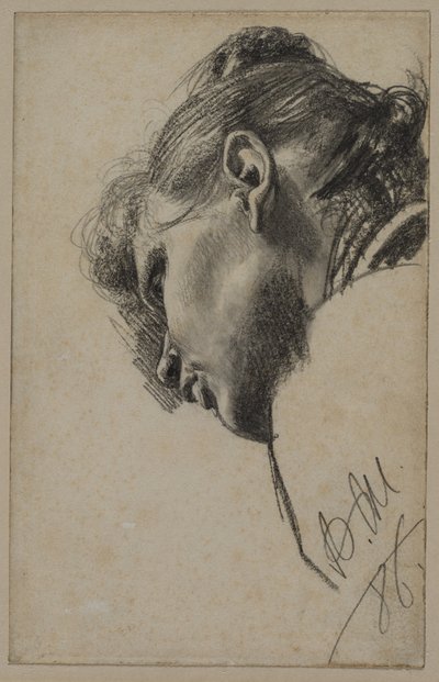 Chef för en ung kvinna sedd underifrån, 1886. av Adolph Menzel