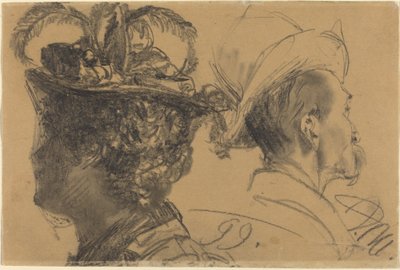 Huvuden på en man och en kvinna av Adolph Menzel