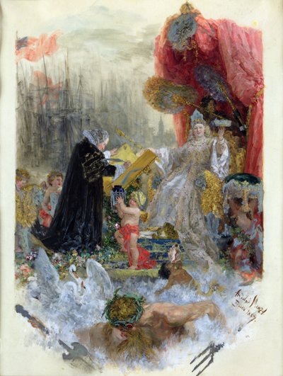 Dokument om hedersmedborgarskap från staden Hamburg, 1887 av Adolph Menzel