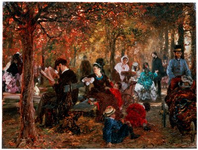 I Jardin de Luxembourg En reminiscens av Jardin de Luxembourg, 1876. av Adolph Menzel