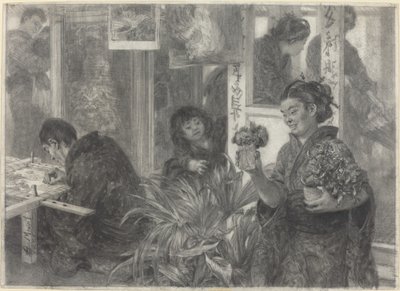 Japansk konstnär på jobbet av Adolph Menzel