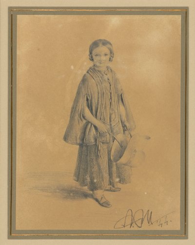 Barnporträtt av Constanze Beling, född Martini. Dotter till distriktsdomaren Carl Martini och hans hustru Pauline Martini av Adolph Menzel