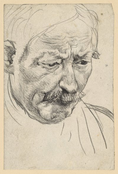 Huvud av en äldre man med mustasch av Adolph Menzel