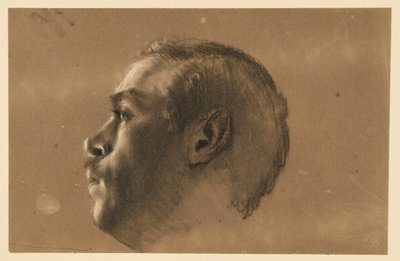 Manligt huvud i profil åt vänster. Modellstudie till ”Friedrich och hans familj vid Hochkirch” av Adolph Menzel
