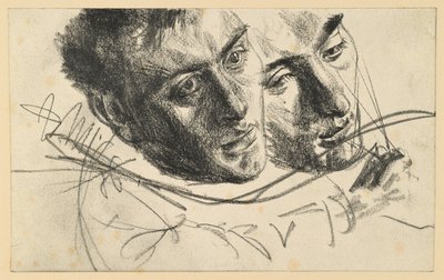 Manligt huvud, vänt åt höger och lutat åt sidan, två studier av Adolph Menzel