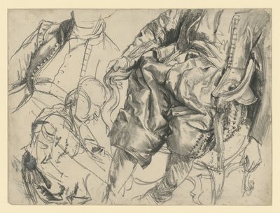Modell i kurfursten Johann Georg I av Sachsens festdräkt, visad ur tre vinklar, Historiska museet, Dresden av Adolph Menzel