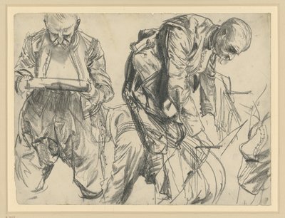 Modell i kurfursten Johann Georg I av Sachsens festdräkt, visad ur tre vinklar, Historiska museet, Dresden av Adolph Menzel