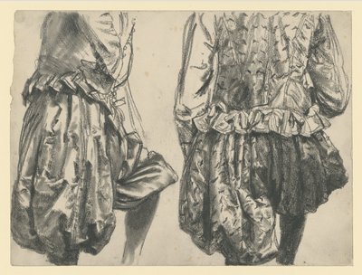 Modell i kurfursten Johann Georg I av Sachsens festdräkt, visad ur två vinklar, Historiska museet, Dresden av Adolph Menzel