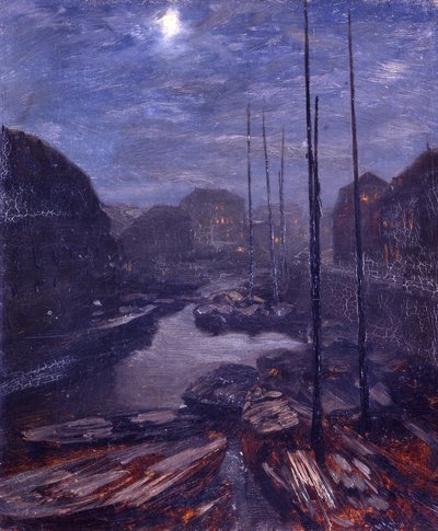 Månsken över Friedrichsgracht i det gamla Berlin av Adolph Menzel