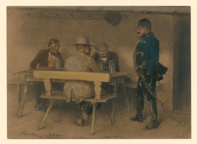 Filister och officer vid benediktinernas klosterkälleri i Salzburg av Adolph Menzel