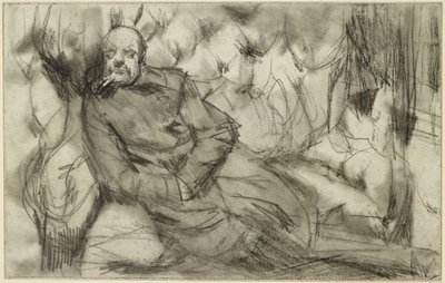 Sovande man i ett tågkupé av Adolph Menzel