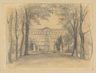 Slottet Sanssouci med terrasserna och fontänen av Adolph Menzel