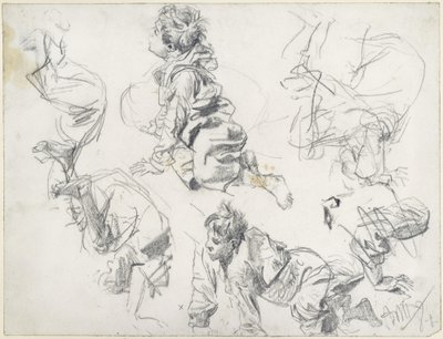 Studier av två barn som gör volter. Modellstudie till ”Piazza d’Erbe” av Adolph Menzel