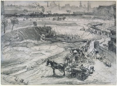 Dagbrott i Königshütte av Adolph Menzel