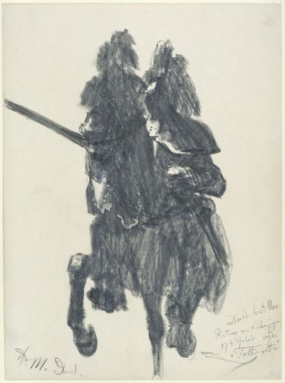 ”Dödsriddaren”. Rytarfigur med turneringsrustning från slutet av 1500-talet och lans, utställd på Historiska museet i Dresden av Adolph Menzel