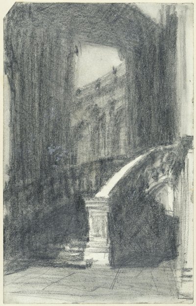 Trappan i stadspaviljongen vid Zwinger i Dresden på natten av Adolph Menzel