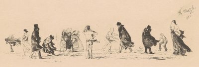 Utan titel (Figurer i stark vind) av Adolph Menzel
