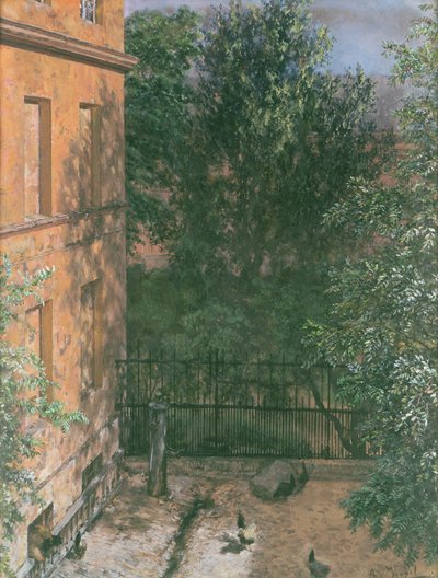 Utsikt över en liten gård (wc på papper) av Adolph Menzel