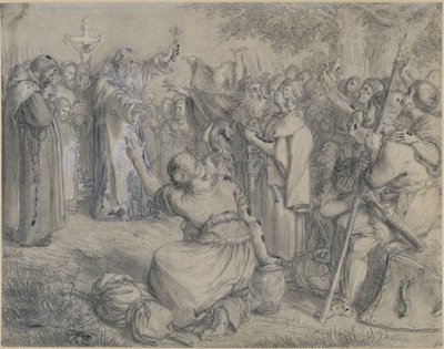 Vizelin predikar kristendomen för wenderna omkring år 1137. Utkast till ”Minnen från den brandenburgsk-preussiska historien” av Adolph Menzel