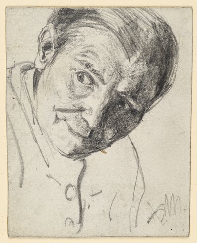 Huvudet böjt framåt, blicken riktad åt sidan av Adolph Menzel