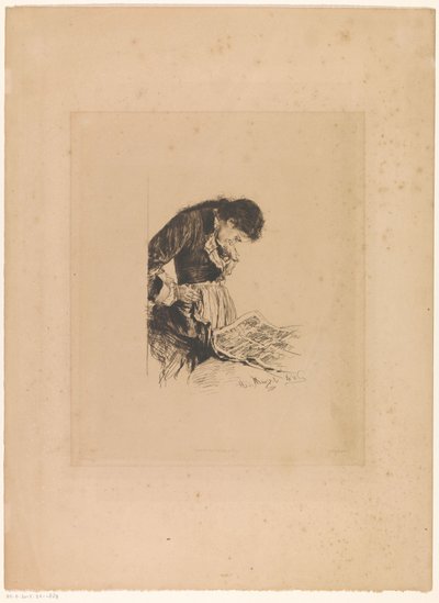 Kvinna läser tidningen av Adolph Menzel