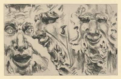 Två faunmasker i Zwinger i Dresden av Adolph Menzel