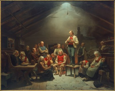 Haugianernas bön / Tidemand av Adolph Tidemand