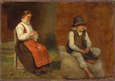 Figurstudier från Mora i Sverige av Adolph Tidemand